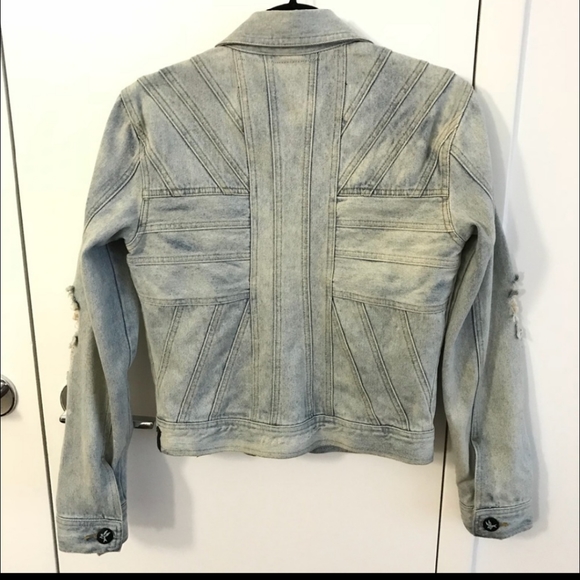 OneTeaspoon 'Rebel Hell' Distressed Denim Jacket Sz4 - Picture 7 of 16